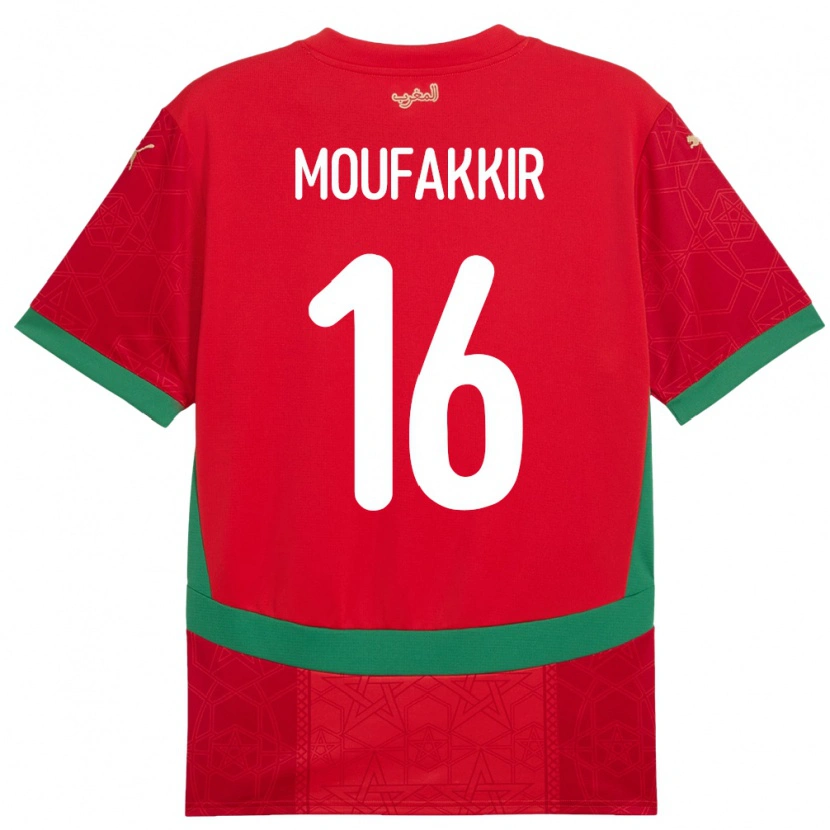 Danxen Femme Maillot Maroc Ishak Moufakkir #16 Rouge Tenues Domicile 24-26 T-Shirt