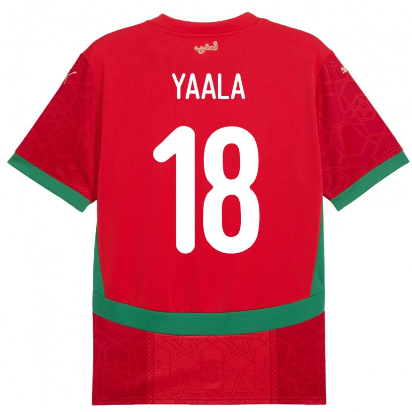 Danxen Femme Maillot Maroc Rayan Yaala #18 Rouge Tenues Domicile 24-26 T-Shirt