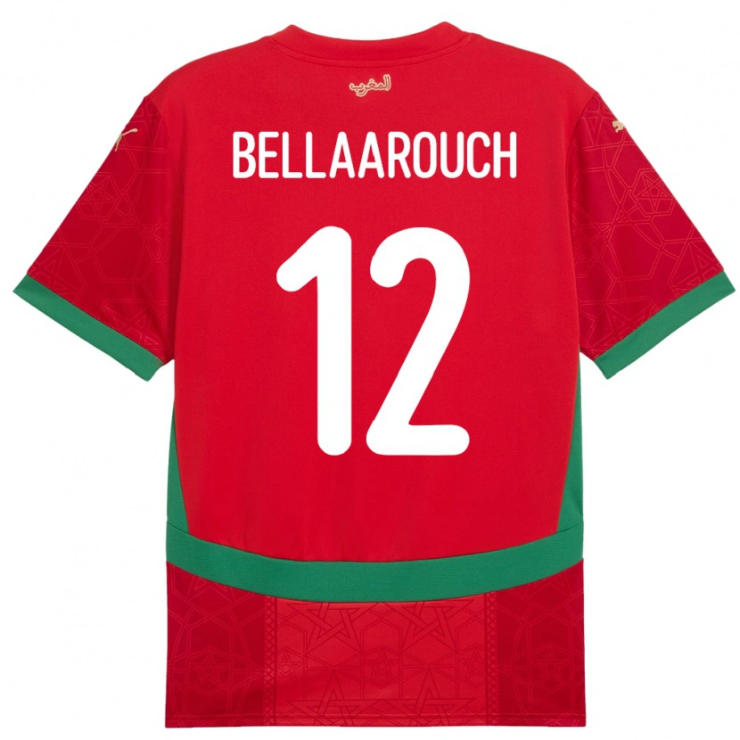 Danxen Femme Maillot Maroc Alaa Bellaarouch #12 Rouge Tenues Domicile 24-26 T-Shirt