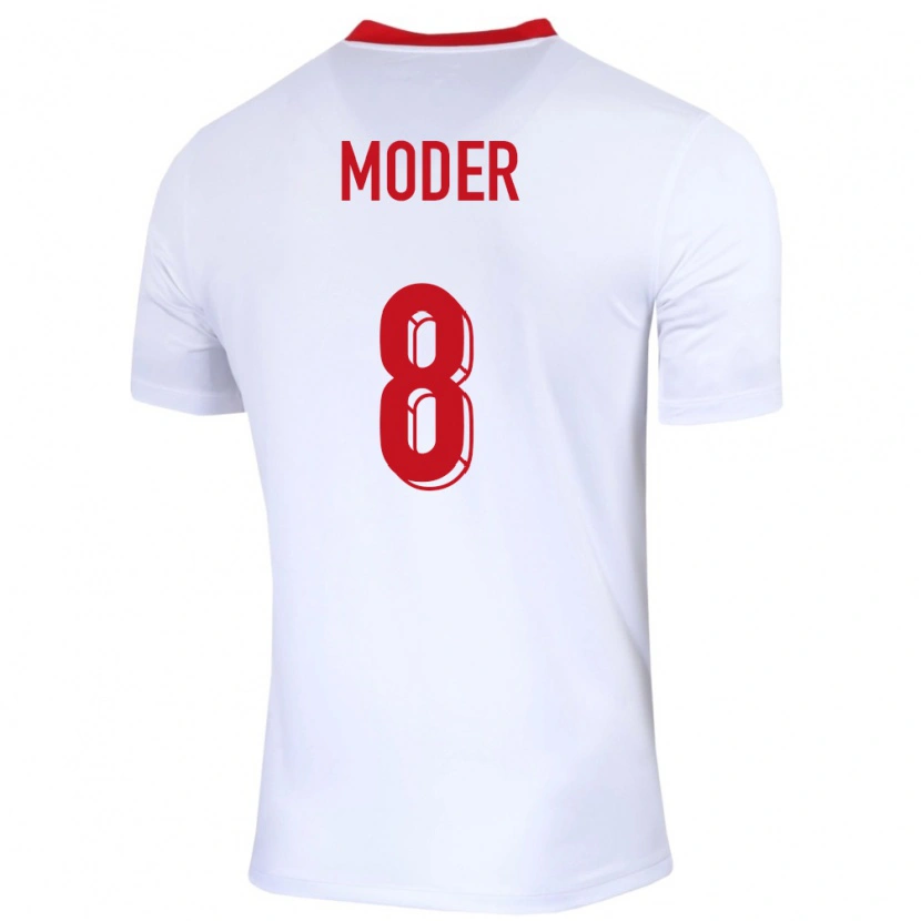 Danxen Femme Maillot Pologne Jakub Moder #8 Blanc Tenues Domicile 24-26 T-Shirt