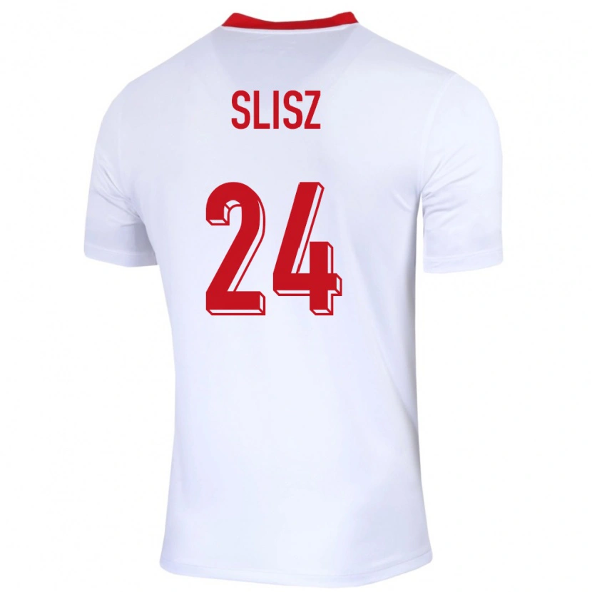 Danxen Femme Maillot Pologne Bartosz Slisz #24 Blanc Tenues Domicile 24-26 T-Shirt