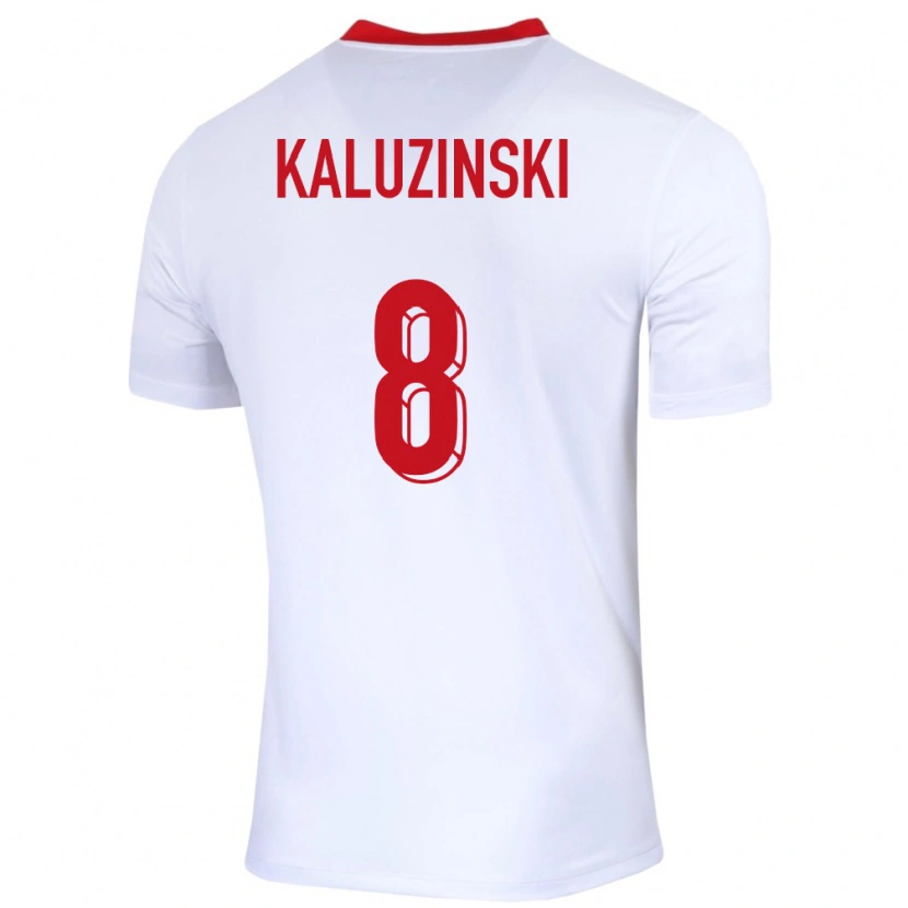 Danxen Femme Maillot Pologne Jakub Kaluzinski #8 Blanc Tenues Domicile 24-26 T-Shirt