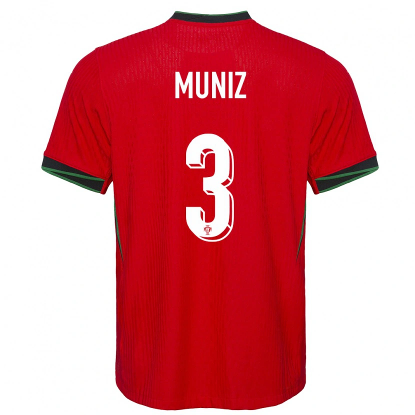 Danxen Femme Maillot Portugal João Muniz #3 Rouge Tenues Domicile 24-26 T-Shirt