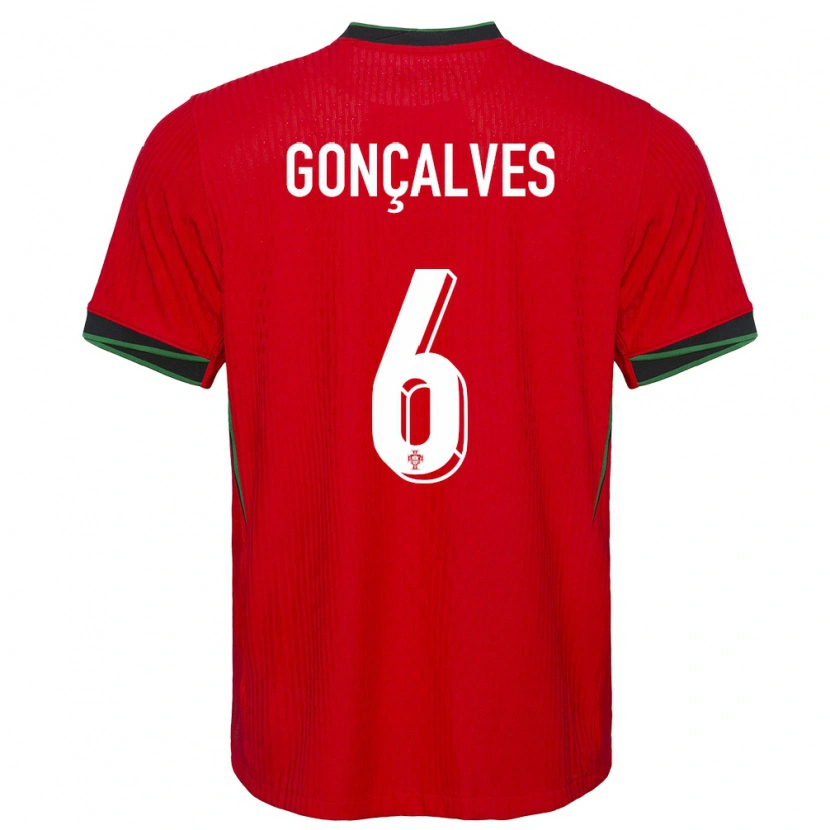 Danxen Femme Maillot Portugal Rodrigo Gonçalves #6 Rouge Tenues Domicile 24-26 T-Shirt