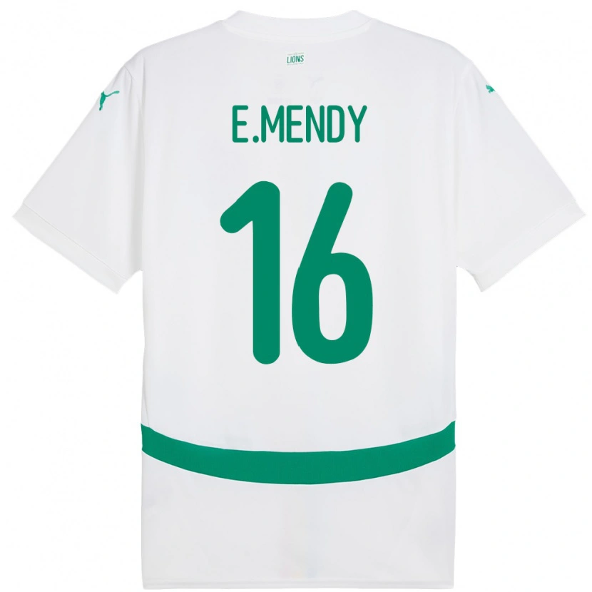 Danxen Femme Maillot Sénégal Edouard Mendy #16 Blanc Tenues Domicile 24-26 T-Shirt