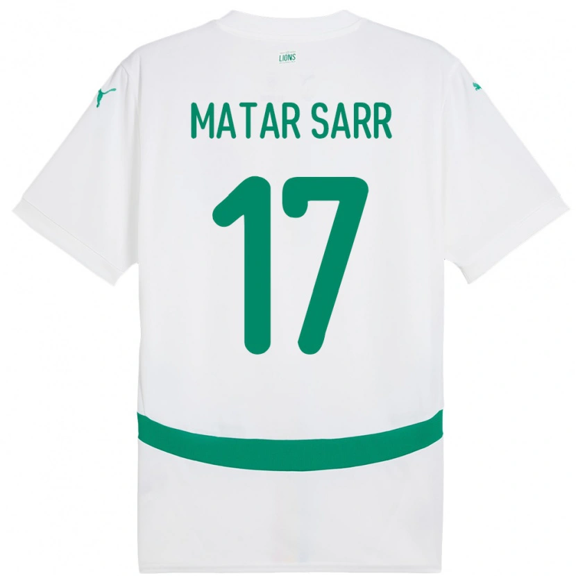 Danxen Femme Maillot Sénégal Pape Matar Sarr #17 Blanc Tenues Domicile 24-26 T-Shirt