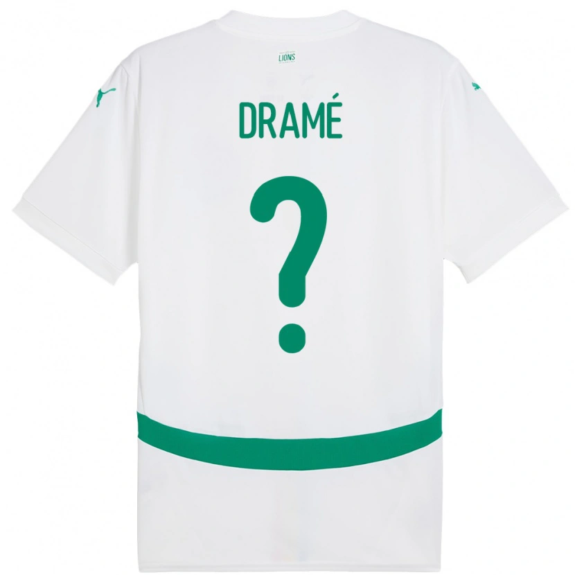 Danxen Femme Maillot Sénégal Ibrahima Dramé #0 Blanc Tenues Domicile 24-26 T-Shirt