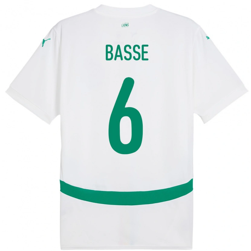 Danxen Femme Maillot Sénégal Souleymane Basse #6 Blanc Tenues Domicile 24-26 T-Shirt