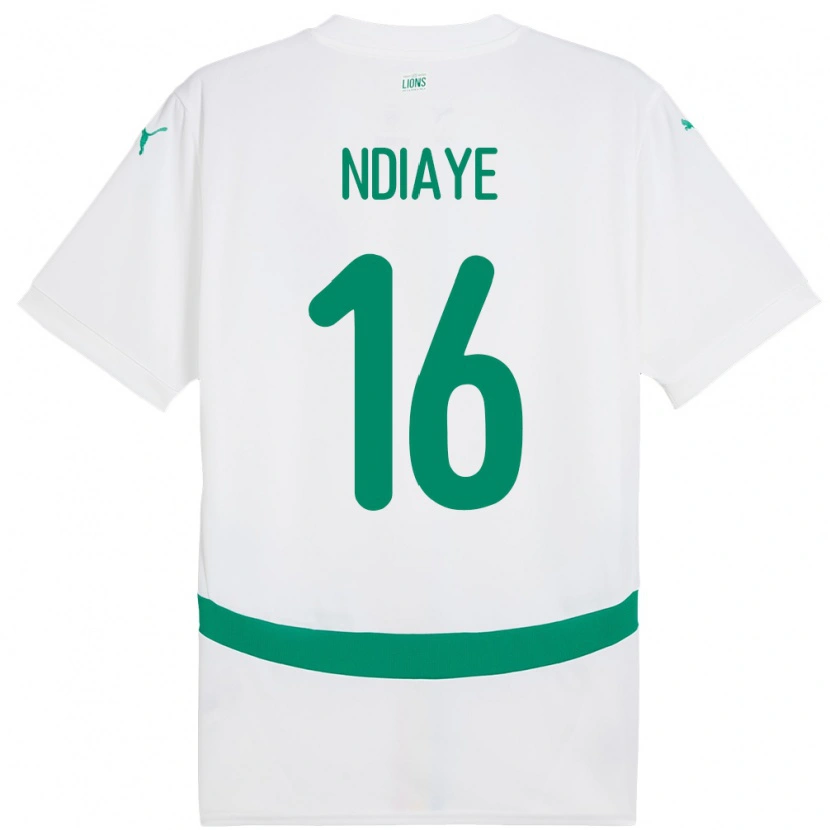 Danxen Femme Maillot Sénégal Mamour Ndiaye #16 Blanc Tenues Domicile 24-26 T-Shirt