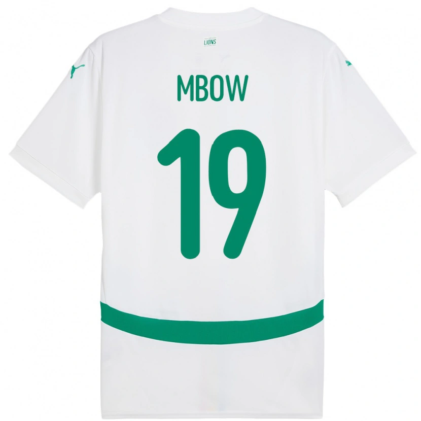 Danxen Femme Maillot Sénégal Mapenda Mbow #19 Blanc Tenues Domicile 24-26 T-Shirt