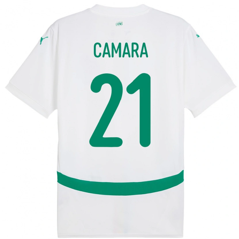 Danxen Femme Maillot Sénégal Mamadou Camara #21 Blanc Tenues Domicile 24-26 T-Shirt