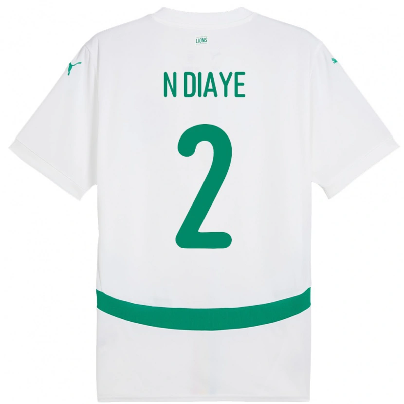 Danxen Femme Maillot Sénégal Moussa N Diaye #2 Blanc Tenues Domicile 24-26 T-Shirt