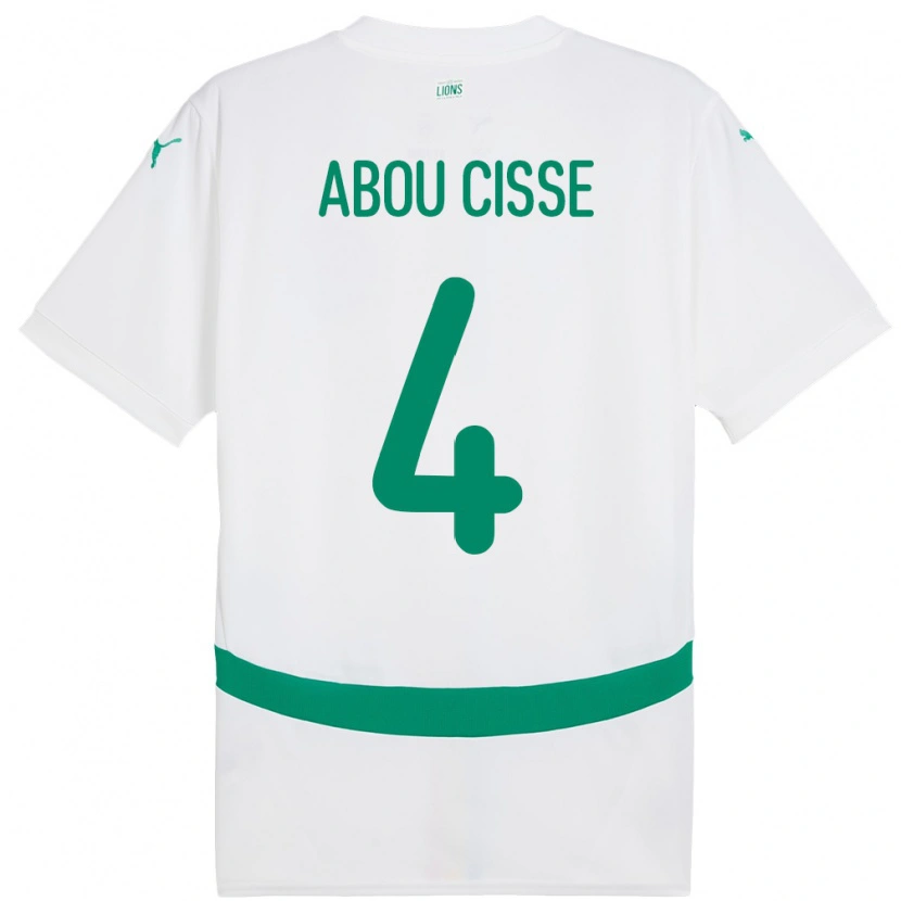 Danxen Femme Maillot Sénégal Pape Abou Cisse #4 Blanc Tenues Domicile 24-26 T-Shirt