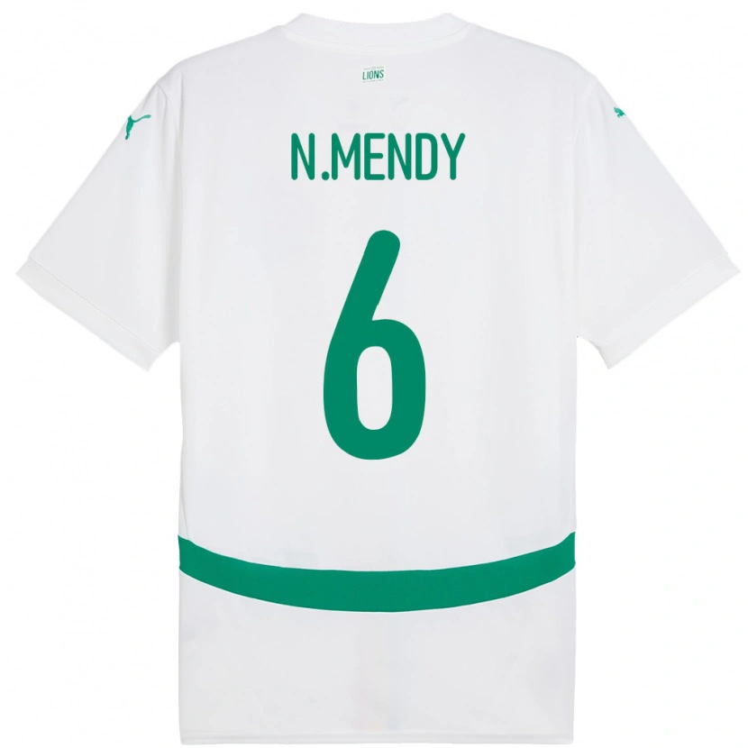 Danxen Femme Maillot Sénégal Nampalys Mendy #6 Blanc Tenues Domicile 24-26 T-Shirt
