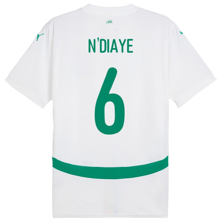 Danxen Femme Maillot Sénégal Niakhate N Diaye #6 Blanc Tenues Domicile 24-26 T-Shirt