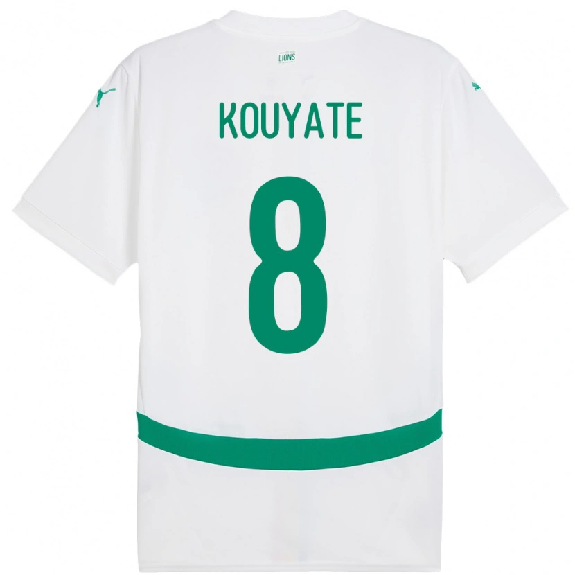 Danxen Femme Maillot Sénégal Cheikhou Kouyate #8 Blanc Tenues Domicile 24-26 T-Shirt