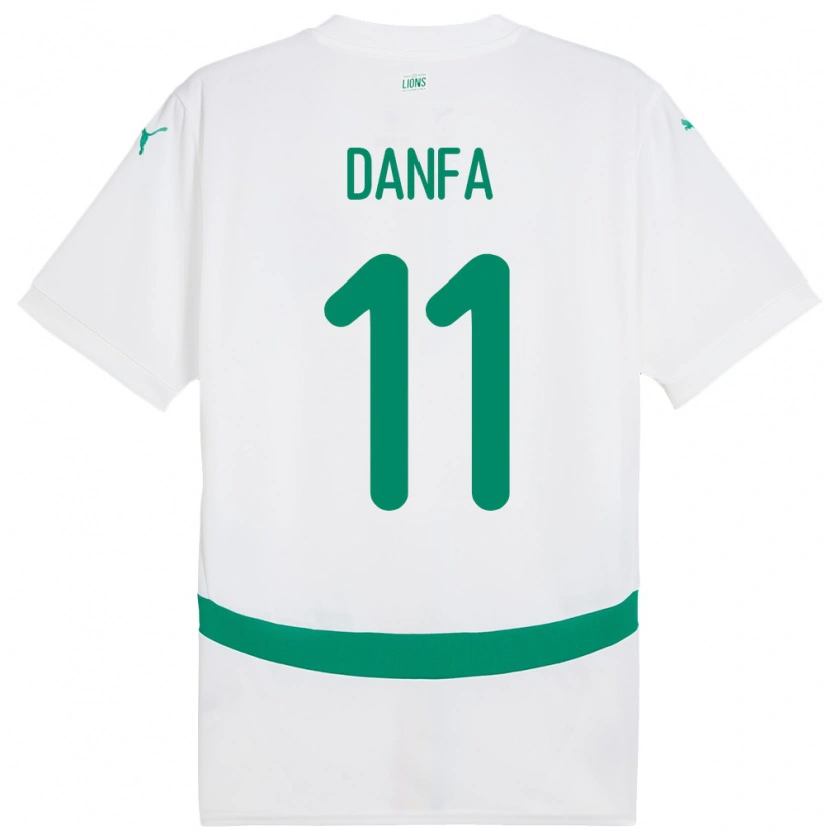 Danxen Femme Maillot Sénégal Mamadou Danfa #11 Blanc Tenues Domicile 24-26 T-Shirt