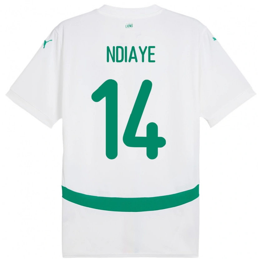 Danxen Femme Maillot Sénégal Salimata Ndiaye #14 Blanc Tenues Domicile 24-26 T-Shirt