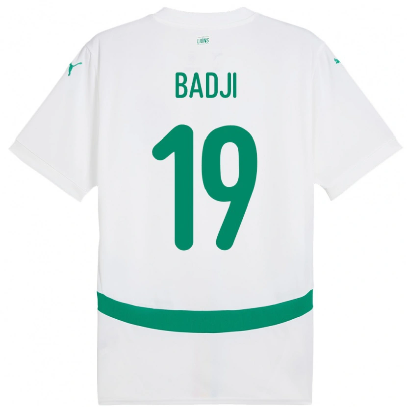Danxen Femme Maillot Sénégal Youssouph Badji #19 Blanc Tenues Domicile 24-26 T-Shirt