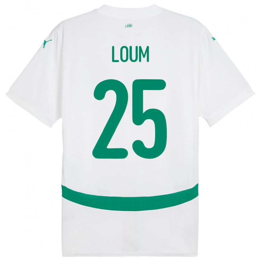 Danxen Femme Maillot Sénégal Mamadou Loum #25 Blanc Tenues Domicile 24-26 T-Shirt
