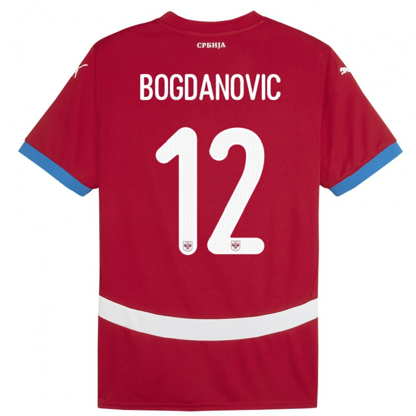 Danxen Femme Maillot Serbie Bogdan Bogdanovic #12 Rouge Tenues Domicile 24-26 T-Shirt