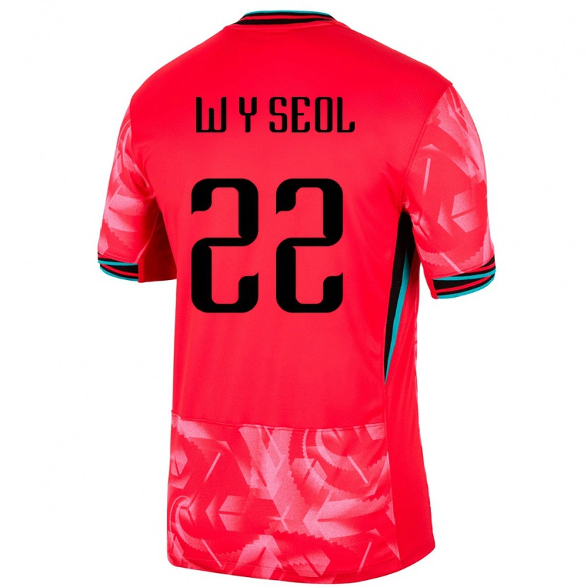 Danxen Femme Maillot Corée Du Sud Young-Woo Seol #22 Rouge Tenues Domicile 24-26 T-Shirt