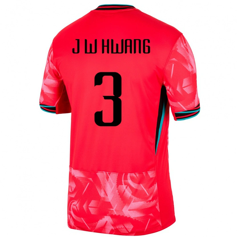 Danxen Femme Maillot Corée Du Sud Jae-Won Hwang #3 Rouge Tenues Domicile 24-26 T-Shirt
