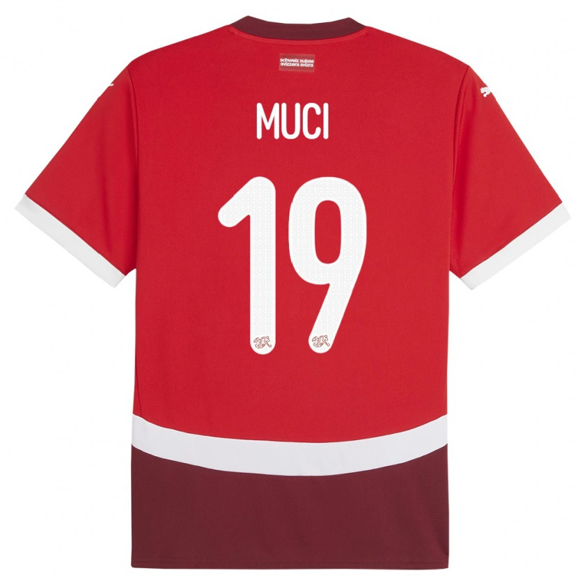 Danxen Femme Maillot Suisse Nikolas Muci #19 Rouge Tenues Domicile 24-26 T-Shirt