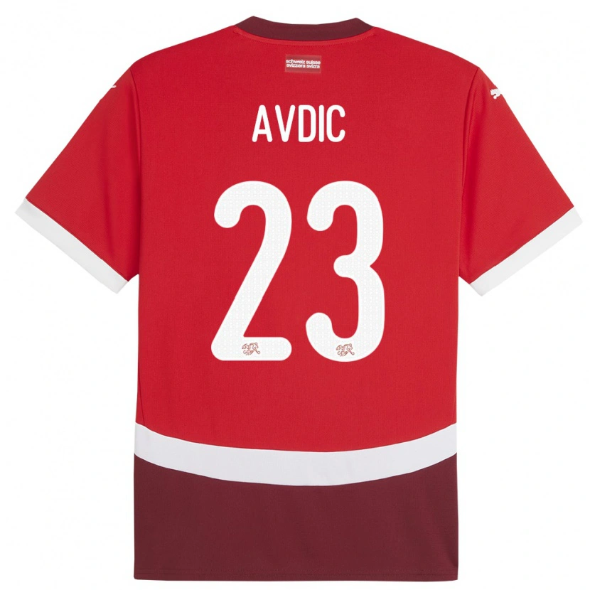 Danxen Femme Maillot Suisse Ahmedin Avdic #23 Rouge Tenues Domicile 24-26 T-Shirt