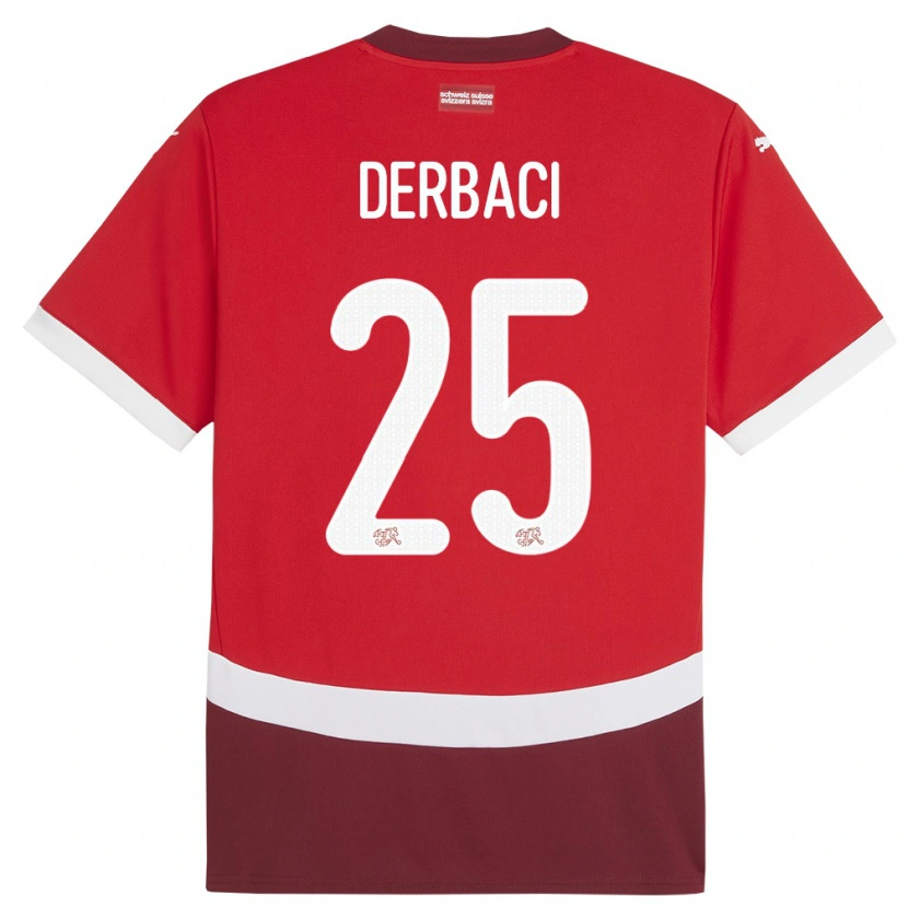 Danxen Femme Maillot Suisse Dorian Derbaci #25 Rouge Tenues Domicile 24-26 T-Shirt