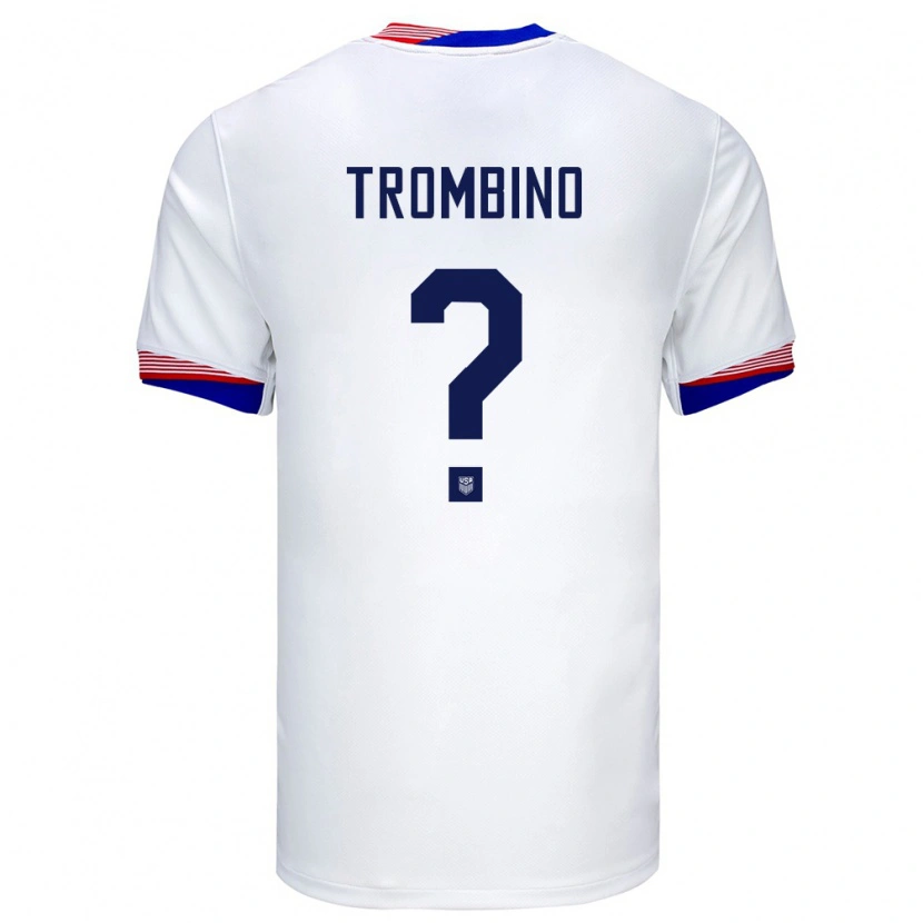 Danxen Femme Maillot États-Unis Caleb Trombino #0 Blanc Tenues Domicile 24-26 T-Shirt