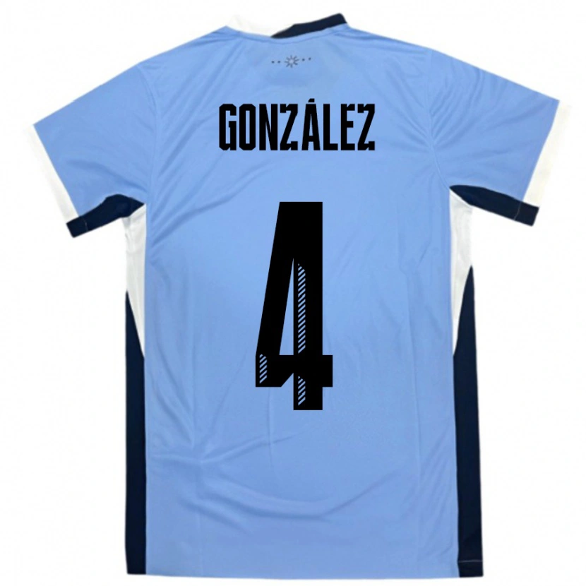 Danxen Femme Maillot Uruguay Facundo González #4 Blanc Noir Tenues Domicile 24-26 T-Shirt