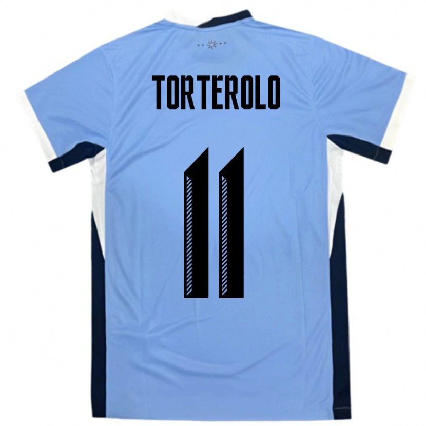 Danxen Femme Maillot Uruguay Alan Torterolo #11 Blanc Noir Tenues Domicile 24-26 T-Shirt