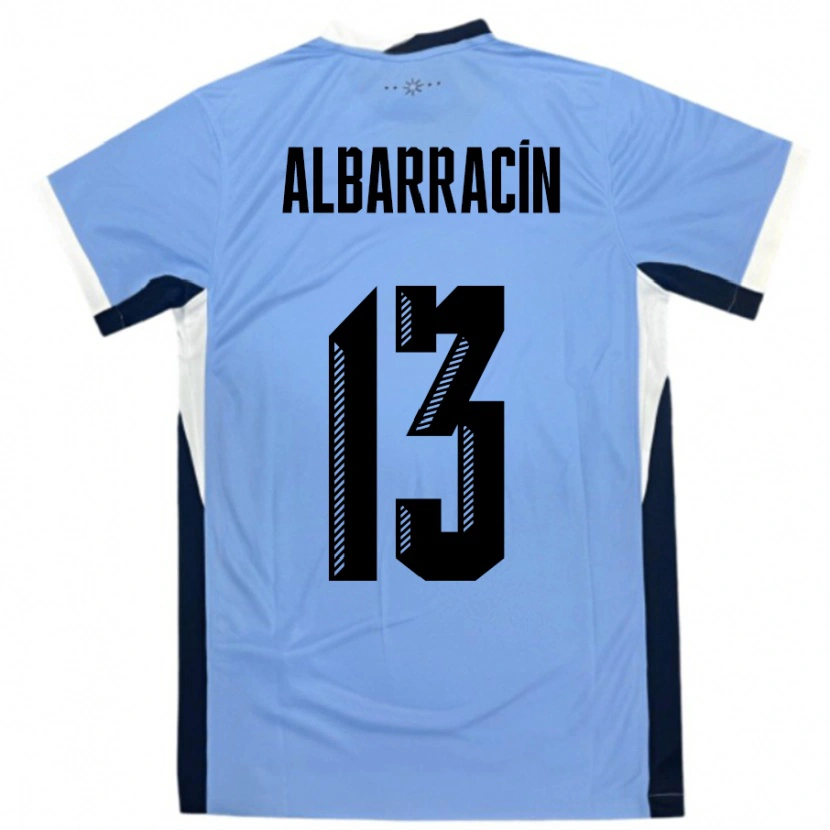 Danxen Femme Maillot Uruguay Agustín Albarracín #13 Blanc Noir Tenues Domicile 24-26 T-Shirt