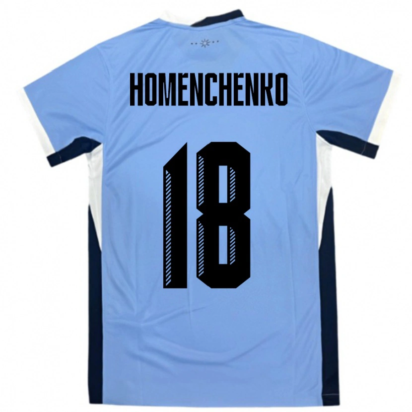 Danxen Femme Maillot Uruguay Santiago Homenchenko #18 Blanc Noir Tenues Domicile 24-26 T-Shirt