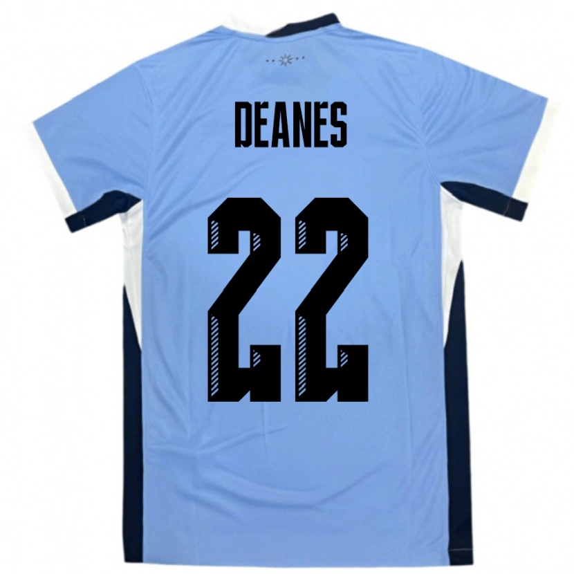 Danxen Femme Maillot Uruguay Tiago Deanes #22 Blanc Noir Tenues Domicile 24-26 T-Shirt