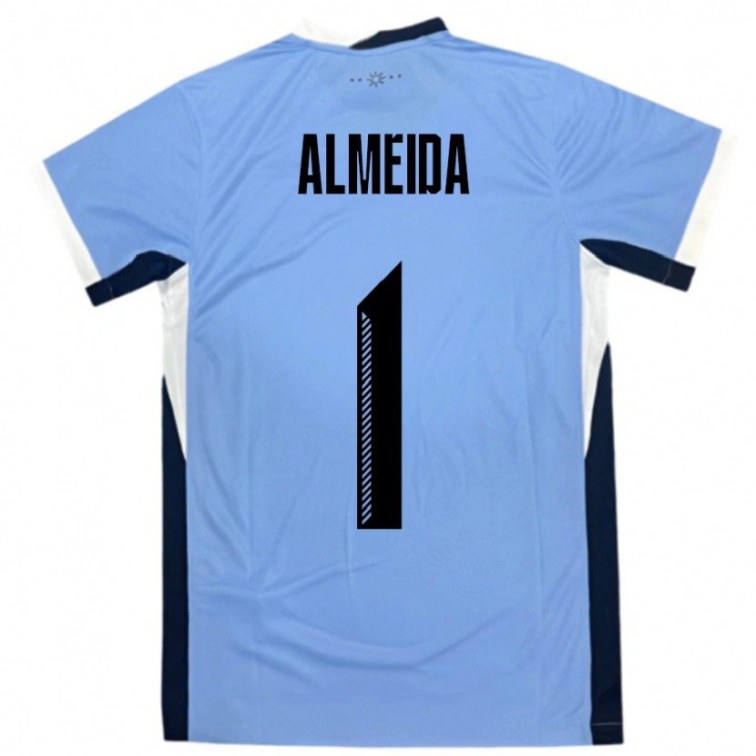 Danxen Femme Maillot Uruguay Martin Almeida #1 Blanc Noir Tenues Domicile 24-26 T-Shirt