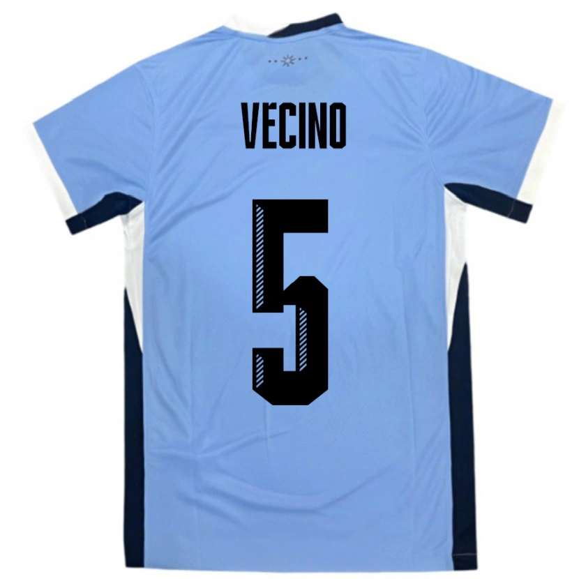 Danxen Femme Maillot Uruguay Matias Vecino #5 Blanc Noir Tenues Domicile 24-26 T-Shirt