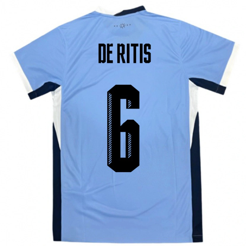Danxen Femme Maillot Uruguay Mathias De Ritis #6 Blanc Noir Tenues Domicile 24-26 T-Shirt