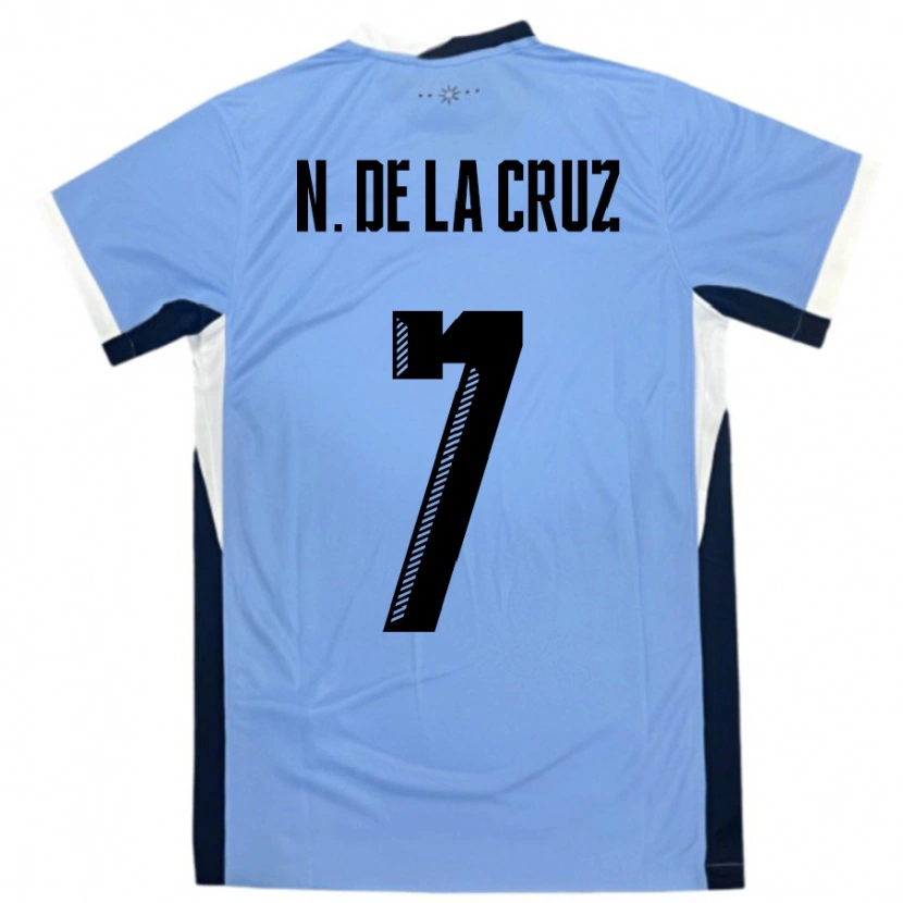 Danxen Femme Maillot Uruguay Nicolas De La Cruz #7 Blanc Noir Tenues Domicile 24-26 T-Shirt