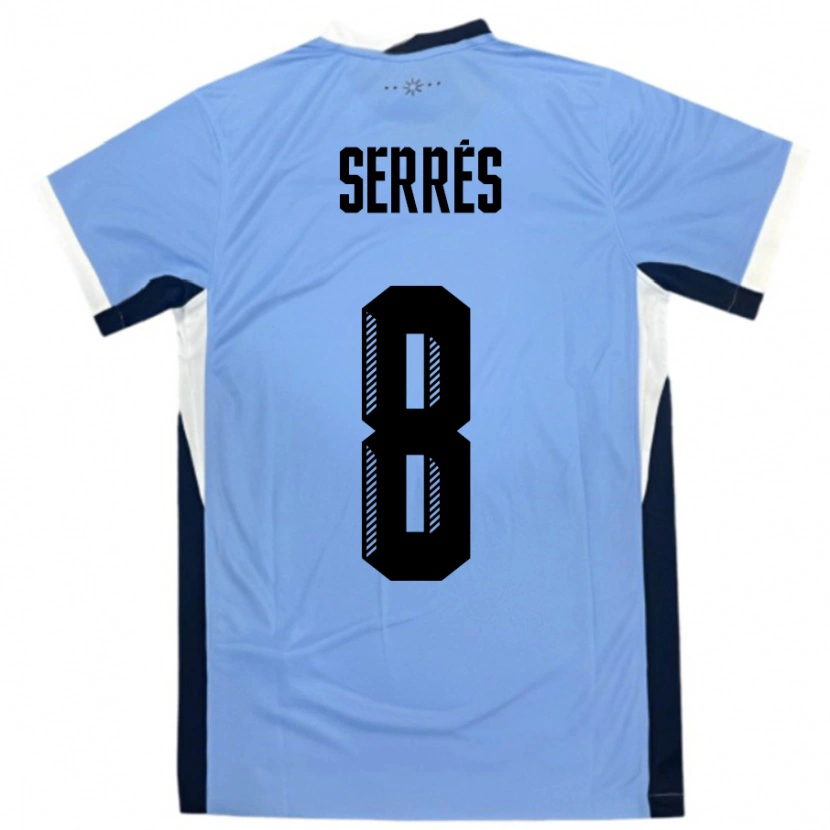 Danxen Femme Maillot Uruguay Felipe Serres #8 Blanc Noir Tenues Domicile 24-26 T-Shirt