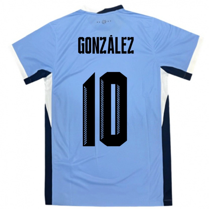 Danxen Femme Maillot Uruguay Franco Gonzalez #10 Blanc Noir Tenues Domicile 24-26 T-Shirt