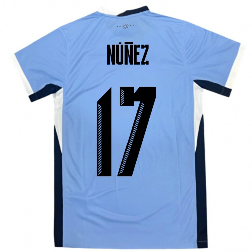 Danxen Femme Maillot Uruguay Facundo Nunez #17 Blanc Noir Tenues Domicile 24-26 T-Shirt