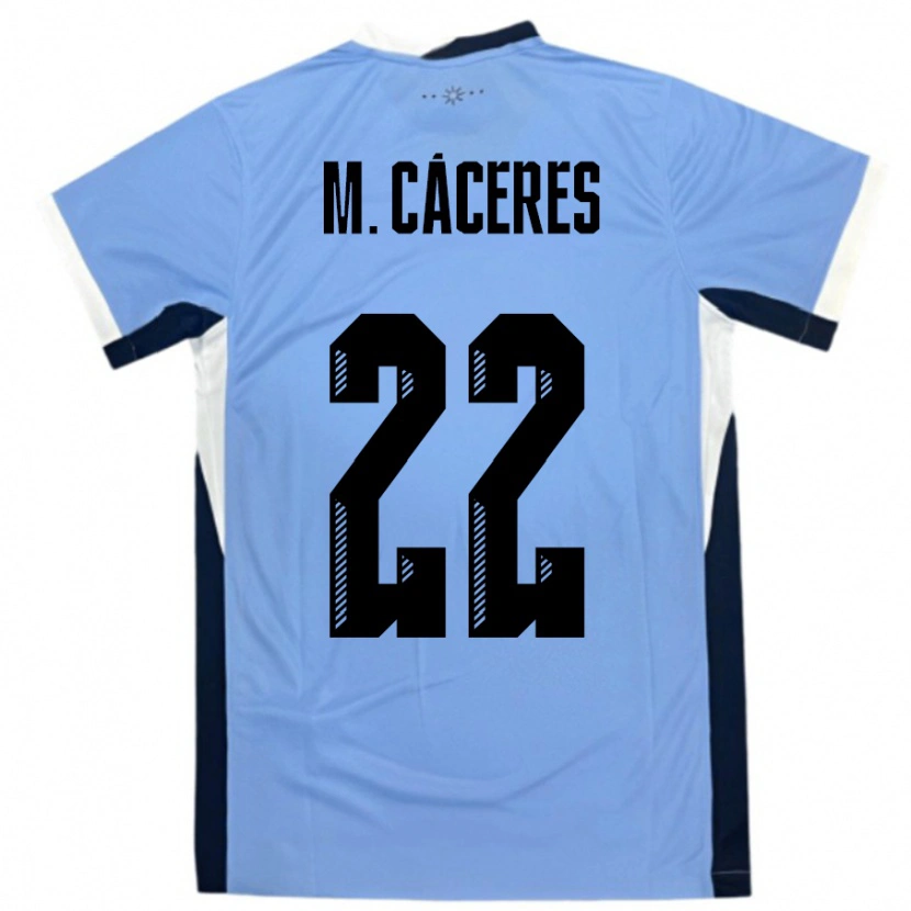 Danxen Femme Maillot Uruguay Martin Caceres #22 Blanc Noir Tenues Domicile 24-26 T-Shirt