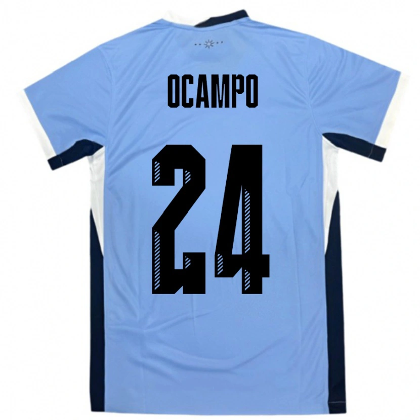 Danxen Femme Maillot Uruguay Brian Ocampo #24 Blanc Noir Tenues Domicile 24-26 T-Shirt