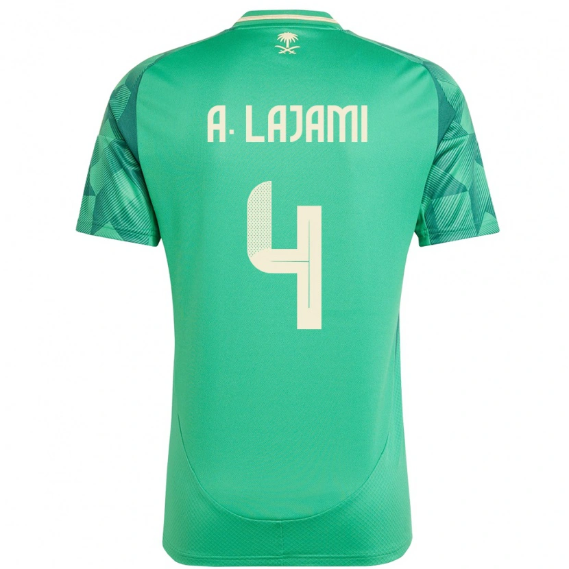 Danxen Femme Maillot Arabie Saoudite Ali Lajami #4 Vert Tenues Domicile 24-26 T-Shirt