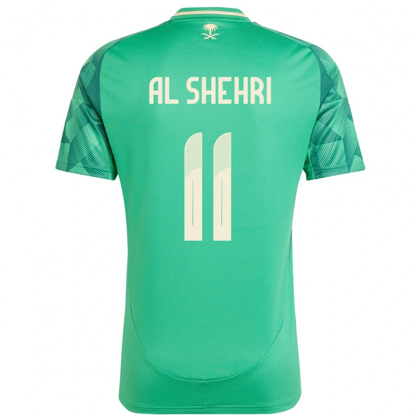 Danxen Femme Maillot Arabie Saoudite Saleh Al-Shehri #11 Vert Tenues Domicile 24-26 T-Shirt
