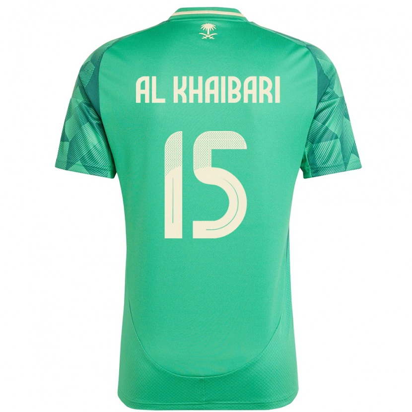 Danxen Femme Maillot Arabie Saoudite Abdullah Al-Khaibari #15 Vert Tenues Domicile 24-26 T-Shirt