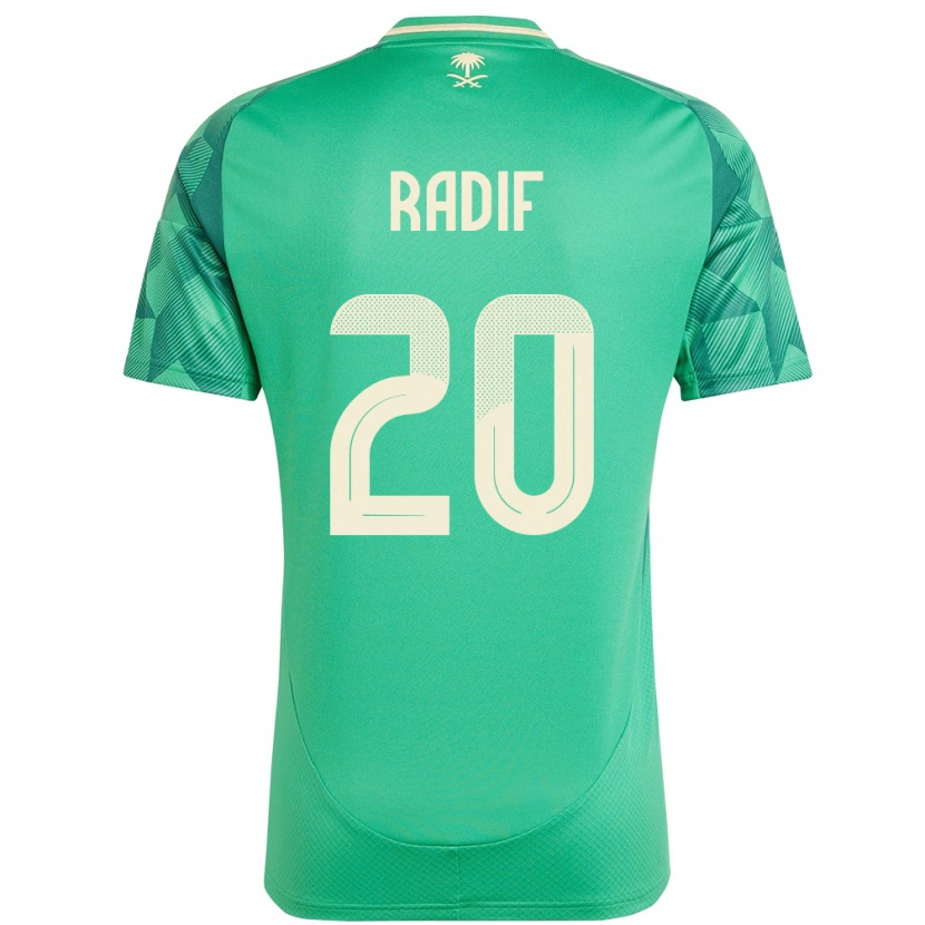 Danxen Femme Maillot Arabie Saoudite Abdullah Radif #20 Vert Tenues Domicile 24-26 T-Shirt