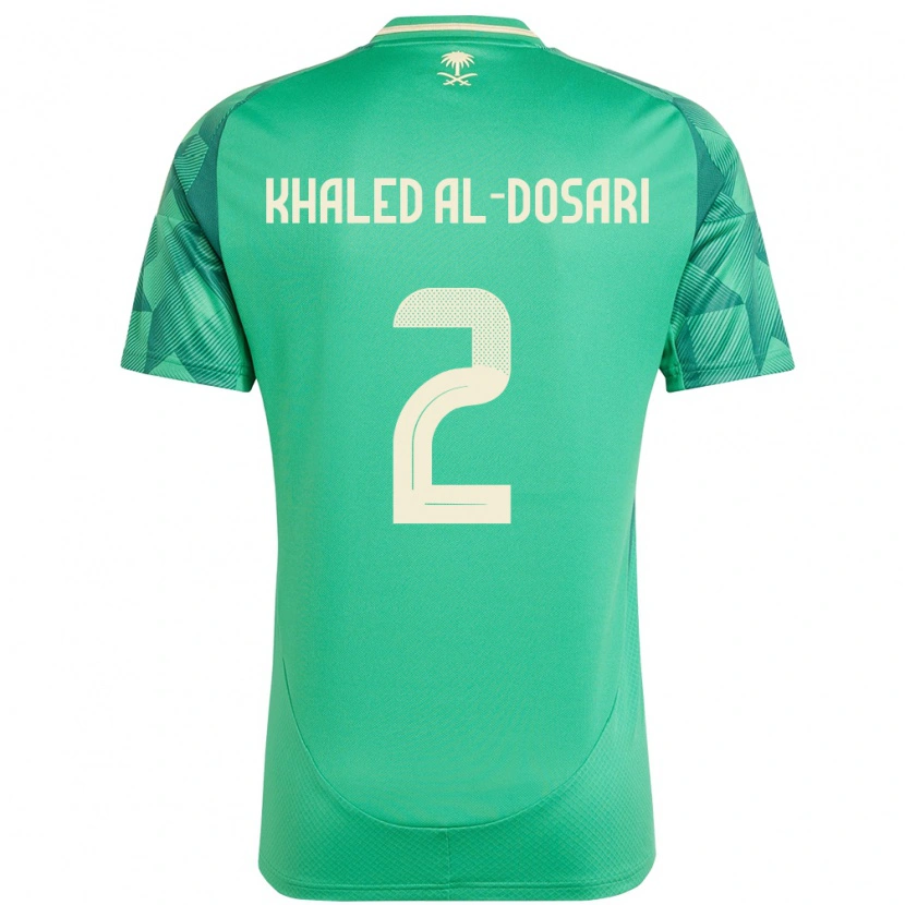 Danxen Femme Maillot Arabie Saoudite Yazeed Khaled Al-Dosari #2 Vert Tenues Domicile 24-26 T-Shirt